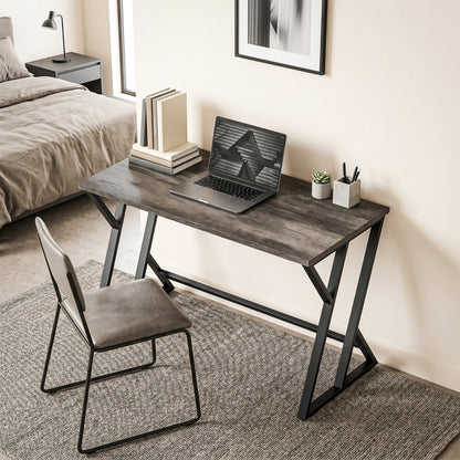 47.2 in Computer Desk – Industrial Z-Frame Work Desk for Office, Bedroom & Small Spaces, Weathered Gray