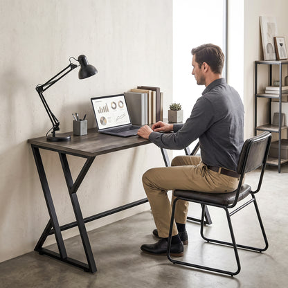 47.2 in Computer Desk – Industrial Z-Frame Work Desk for Office, Bedroom & Small Spaces, Weathered Gray