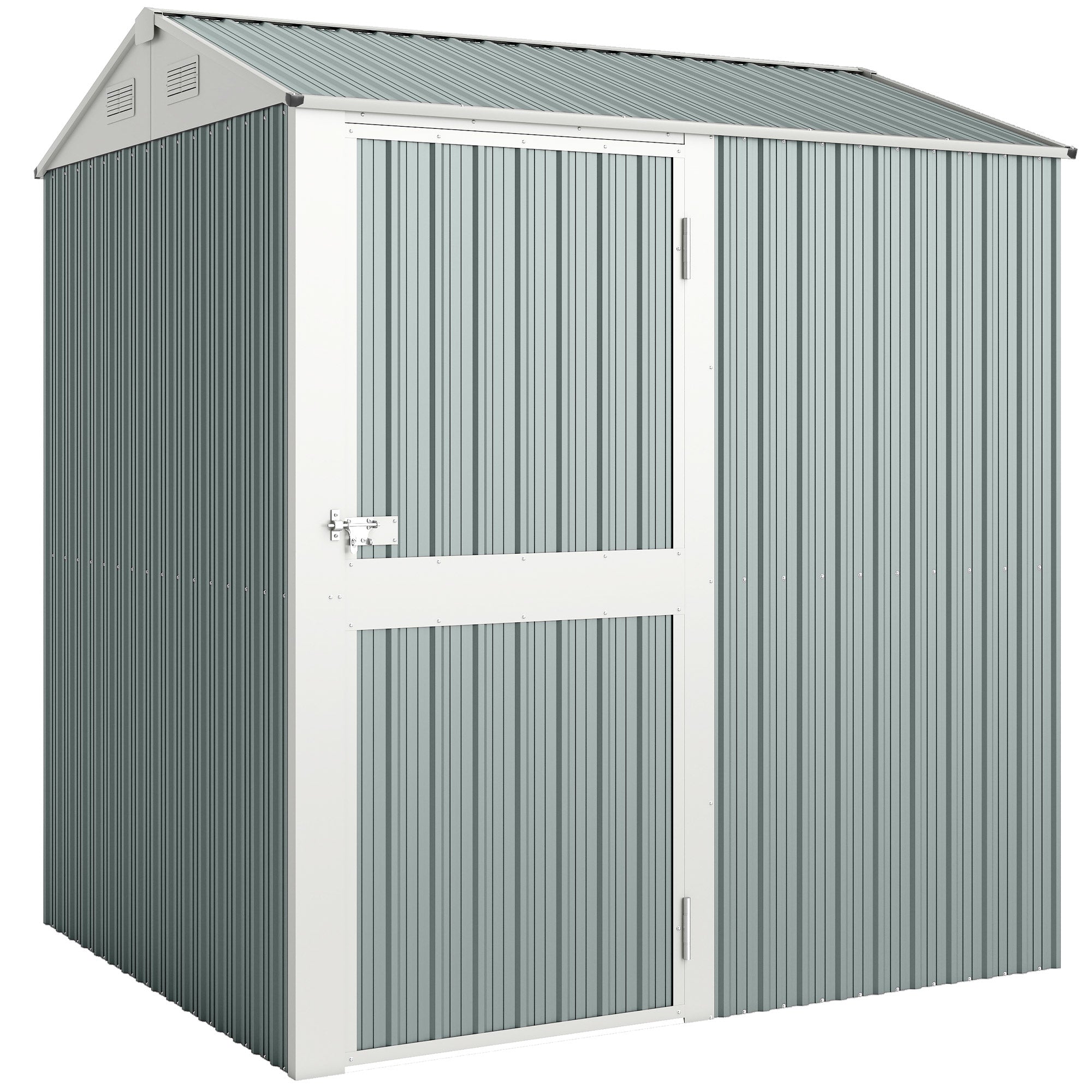 Metal Tool Shed 3.5 m² – Tall Lockable Garden Shed with Gable Roof, Vents & Gloves Included, 209 x 177 x 236 cm, Light Gray