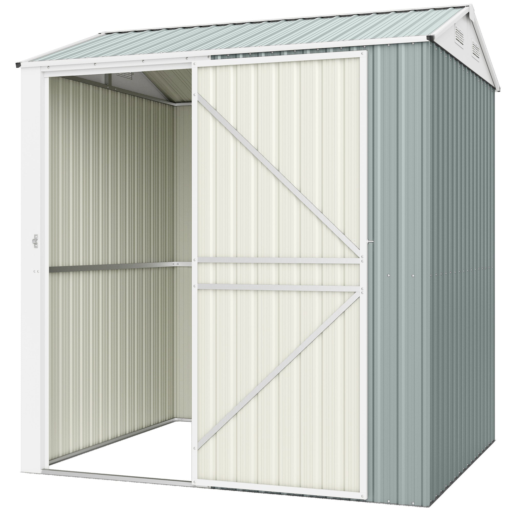 Metal Tool Shed 3.5 m² – Tall Lockable Garden Shed with Gable Roof, Vents & Gloves Included, 209 x 177 x 236 cm, Light Gray