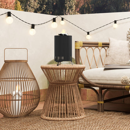 Stainless Steel Fire Pit Ø16x25cm with Poker Smoke-Free Fire Pit Fire Basket for Garden, Balcony Terrace, Outdoor BBQ Camping Black