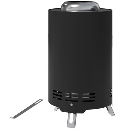 Stainless Steel Fire Pit Ø16x25cm with Poker Smoke-Free Fire Pit Fire Basket for Garden, Balcony Terrace, Outdoor BBQ Camping Black