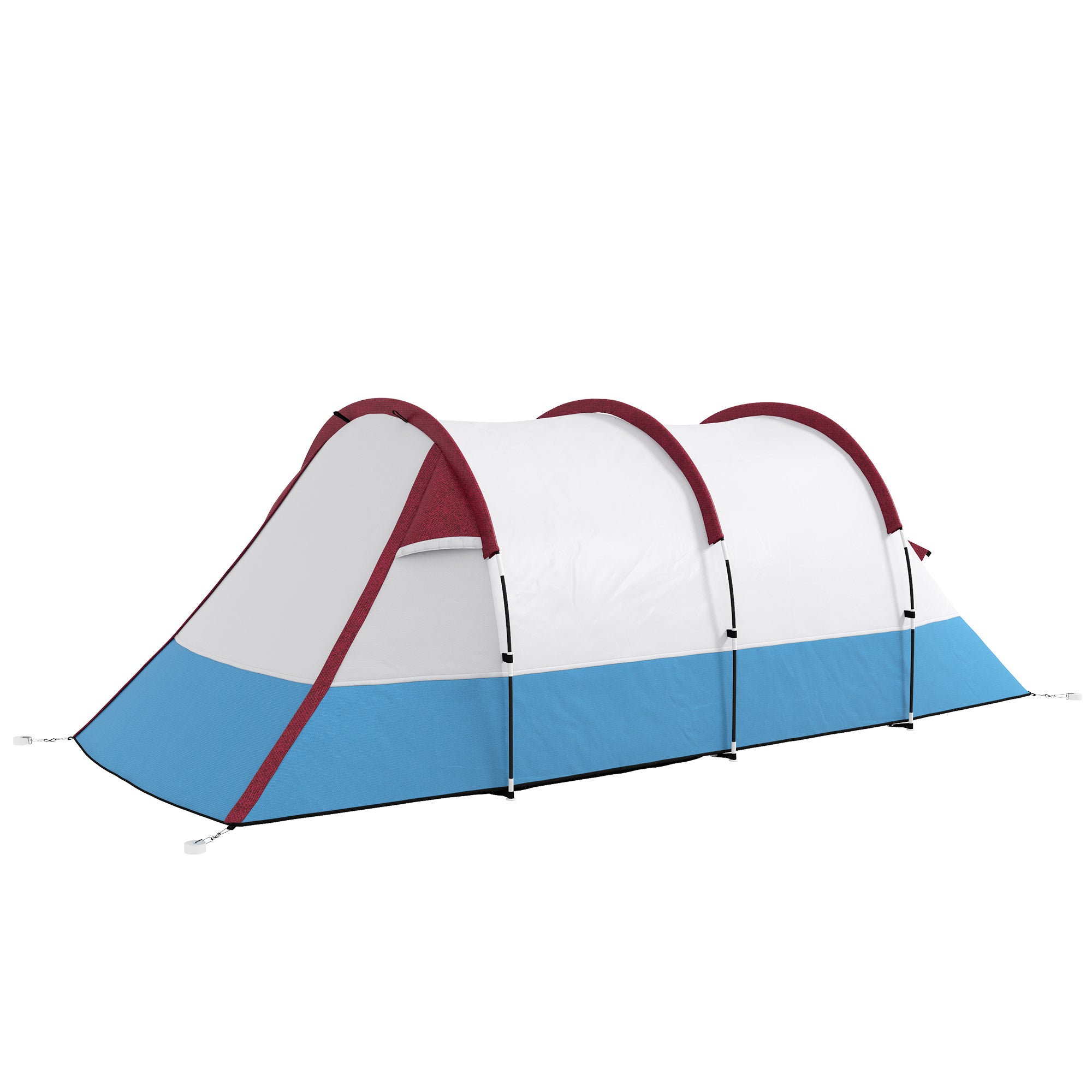 Camping Tent, Tunnel Tent for 3 People, with Light Hook, Awning, 2 Rooms, Windproof Family Tent with Carrying Bag, 2000mm Water Resistant Pop Up Tent for Camping, Garden, Red