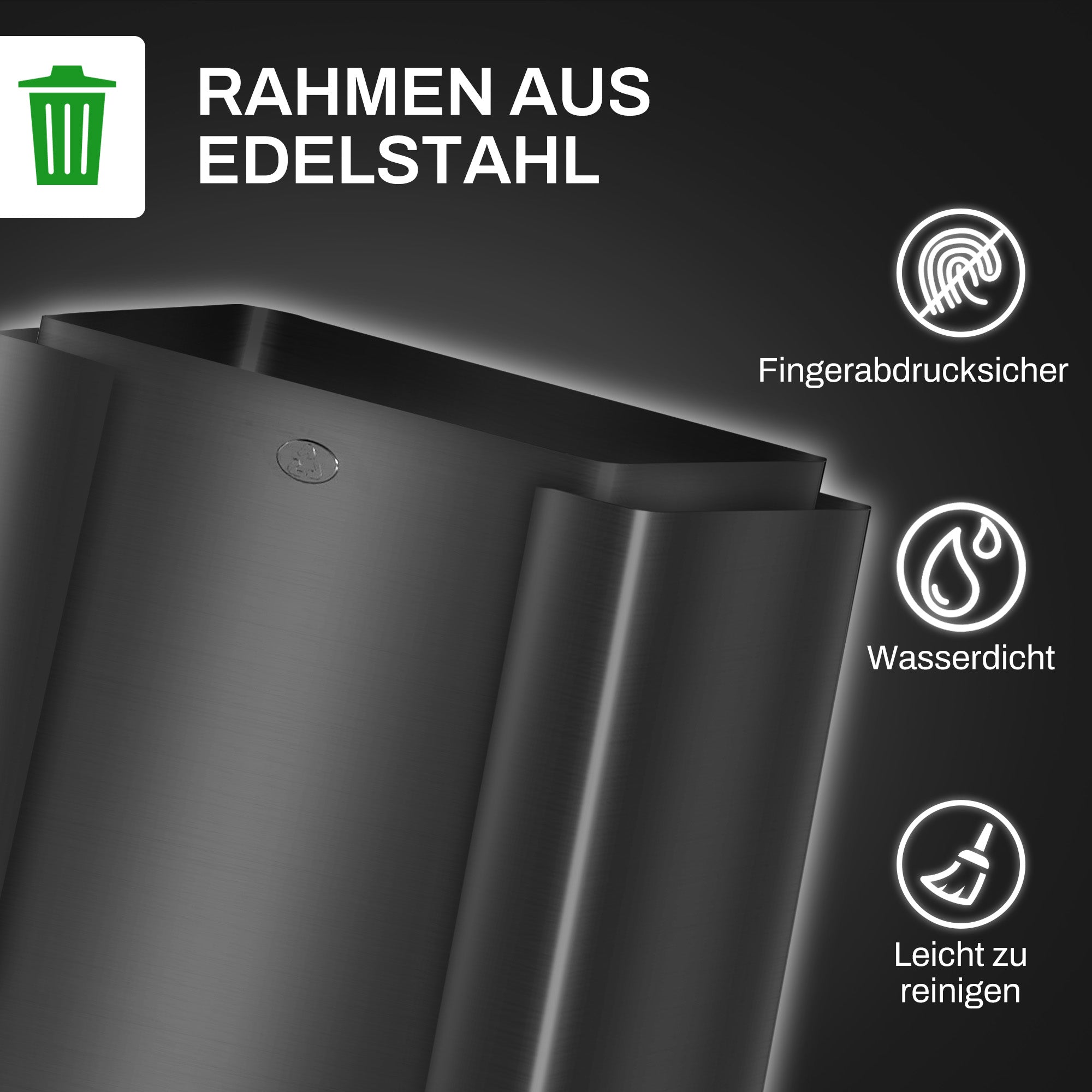 Trash Can 3 x 15L Pedal Bin Cosmetic Bin Garbage Can with Lid and Foot Pedal, Trash Bin with Inner Bin, for Living Room, Office, Stainless Steel, 61.9 x 36.6 x 43.2 cm