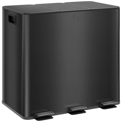 Trash Can 3 x 15L Pedal Bin Cosmetic Bin Garbage Can with Lid and Foot Pedal, Trash Bin with Inner Bin, for Living Room, Office, Stainless Steel, 61.9 x 36.6 x 43.2 cm