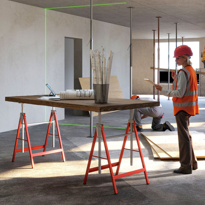 2 x Scaffold Trestle Folding Trestle Adjustable Height up to 200kg Steel Red 68 x 58 x 80-130 cm