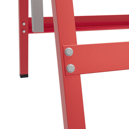 2 x Scaffold Trestle Folding Trestle Adjustable Height up to 200kg Steel Red 68 x 58 x 80-130 cm