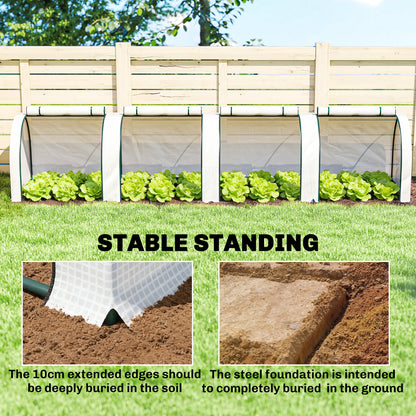 Polytunnel Greenhouse with Roll-Up Zipper Door, Steel Frame — 395 x 100 x 80 cm for Tomatoes & Vegetables (White)