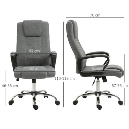 Manager Ergonomic Swivel Office Chair with Linen Upholstery Height Adjustable Dark Gray