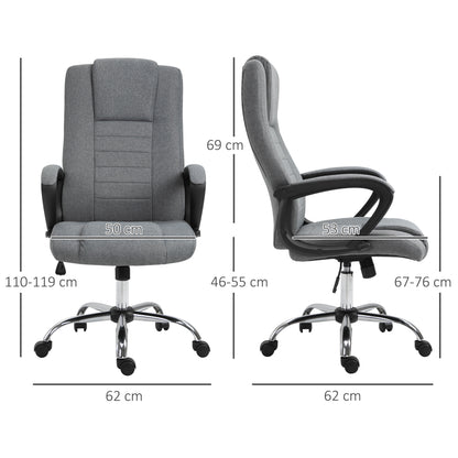 Manager Ergonomic Swivel Office Chair with Linen Upholstery Height Adjustable Dark Gray