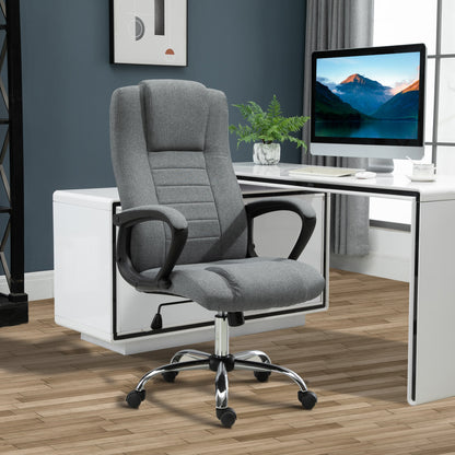 Manager Ergonomic Swivel Office Chair with Linen Upholstery Height Adjustable Dark Gray