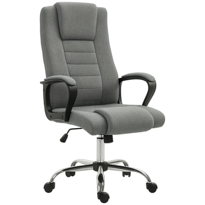 Manager Ergonomic Swivel Office Chair with Linen Upholstery Height Adjustable Dark Gray