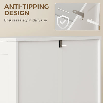 Kitchen Cabinet, Tall Cupboard with 2 Adjustable Shelves, 4 Arched Doors, White — 23.6 in x 11.8 in x 43.3 in (60 x 30 x 110 cm)