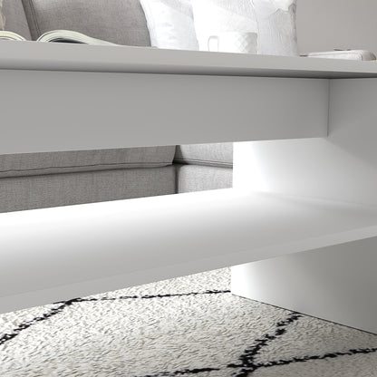 Modern 2-Tier Coffee Table with Open Shelf and Non-Slip Feet, Low Chipboard Table, 100x40x41.5 cm, White