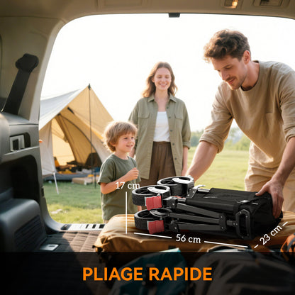 Folding Beach Transport Cart 155L, garden cart with open sides, adjustable handle and side pockets, max load 100 kg, for camping, shopping, gardening, outdoor, black