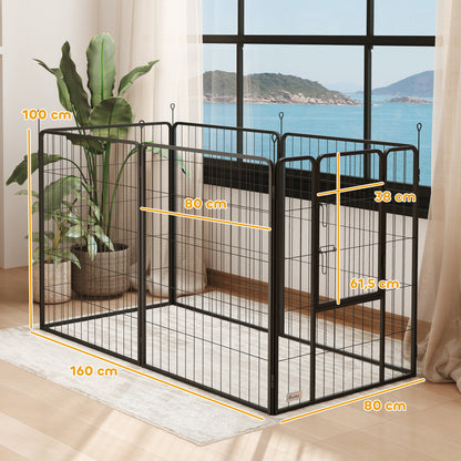 Puppy Playpen 100cm High, 6-Piece Dog Playpen DIY Puppy Enclosure with Door, Free-Roaming Pen for Small, Medium, and Large Dogs, Steel, Gray