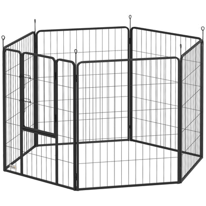 Puppy Playpen 100cm High, 6-Piece Dog Playpen DIY Puppy Enclosure with Door, Free-Roaming Pen for Small, Medium, and Large Dogs, Steel, Gray