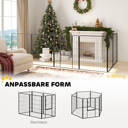 Puppy Playpen 100cm High, 6-Piece Dog Playpen DIY Puppy Enclosure with Door, Free-Roaming Pen for Small, Medium, and Large Dogs, Steel, Gray