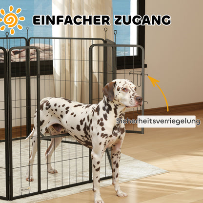 Puppy Playpen 100cm High, 6-Piece Dog Playpen DIY Puppy Enclosure with Door, Free-Roaming Pen for Small, Medium, and Large Dogs, Steel, Gray