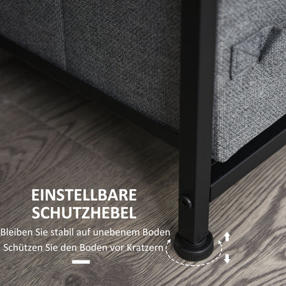 Drawer Cabinet Storage Cabinet with Foldable 7 Fabric Drawers Metal Frame + Wood + Non-Woven Dark Grey 63.5 x 30 x 71 cm