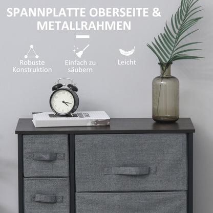 Drawer Cabinet Storage Cabinet with Foldable 7 Fabric Drawers Metal Frame + Wood + Non-Woven Dark Grey 63.5 x 30 x 71 cm