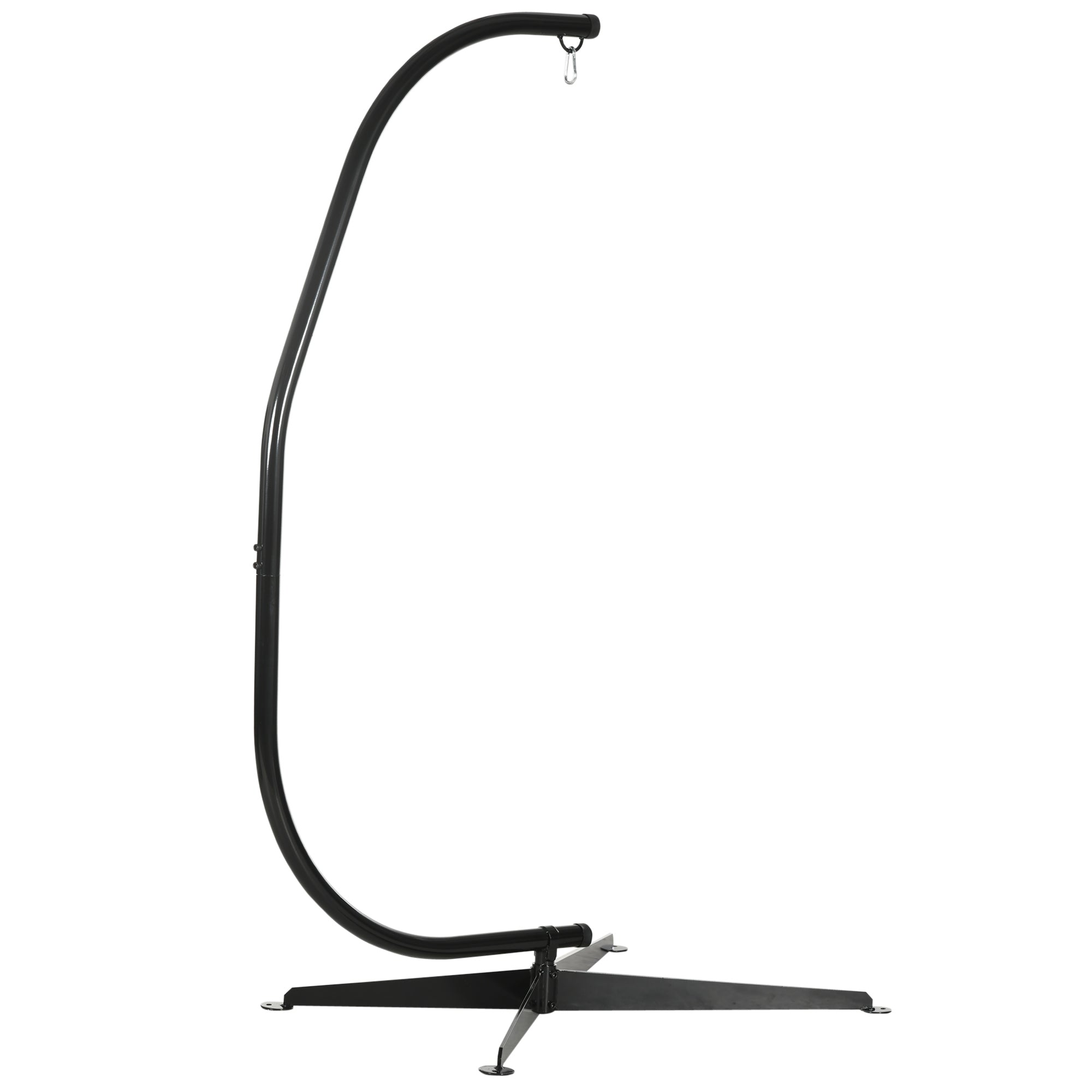 Hanging Chair Stand, Hanging Chair Support, X Base, C Frame, Spring Loop Included, Sturdy Metal Frame, max. load 120 kg, 114 x 80 x 208 cm, Black