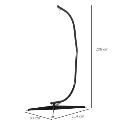 Hanging Chair Stand, Hanging Chair Support, X Base, C Frame, Spring Loop Included, Sturdy Metal Frame, max. load 120 kg, 114 x 80 x 208 cm, Black