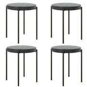 Set of 4 Stackable Dining Stools Dining Chairs Kitchen Chairs with Padded Seat, Velvet Look Seat Stool Velvet for Kitchen Dining Room Metal Dark Grey 41.5 x 41.5 x 46 cm