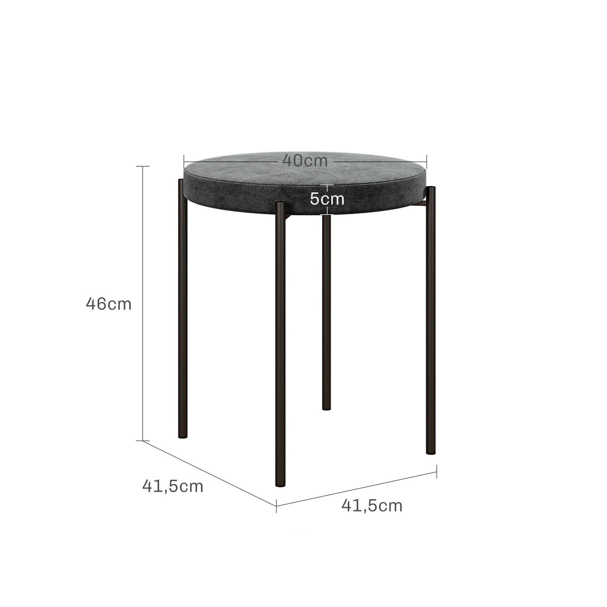 Set of 4 Stackable Dining Stools Dining Chairs Kitchen Chairs with Padded Seat, Velvet Look Seat Stool Velvet for Kitchen Dining Room Metal Dark Grey 41.5 x 41.5 x 46 cm