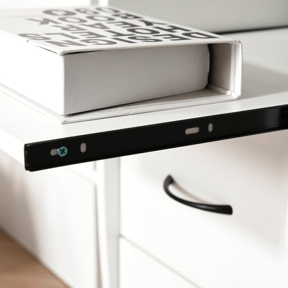 Desk with Shelves Computer Table with 2 Drawers Removable Keyboard Tray and Monitor Stand CPU for Office Study 120x55x85 cm White