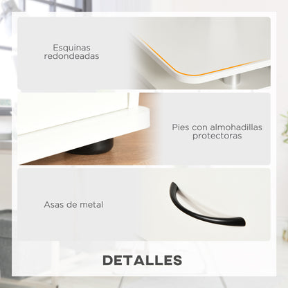 Desk with Shelves Computer Table with 2 Drawers Removable Keyboard Tray and Monitor Stand CPU for Office Study 120x55x85 cm White