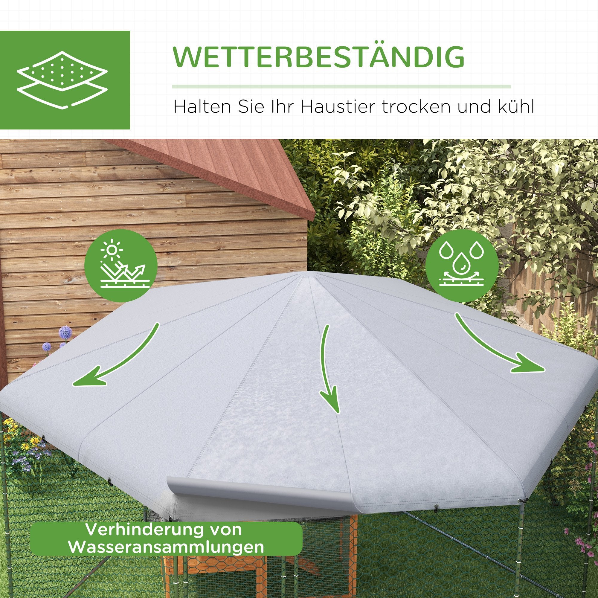 Free-Range Chicken Coop 400 x 346 x 263 cm made of Steel, Chicken Cage with Cover, Door, Chicken Enclosure for 10-15 Chickens, Small Animals & Plants Silver