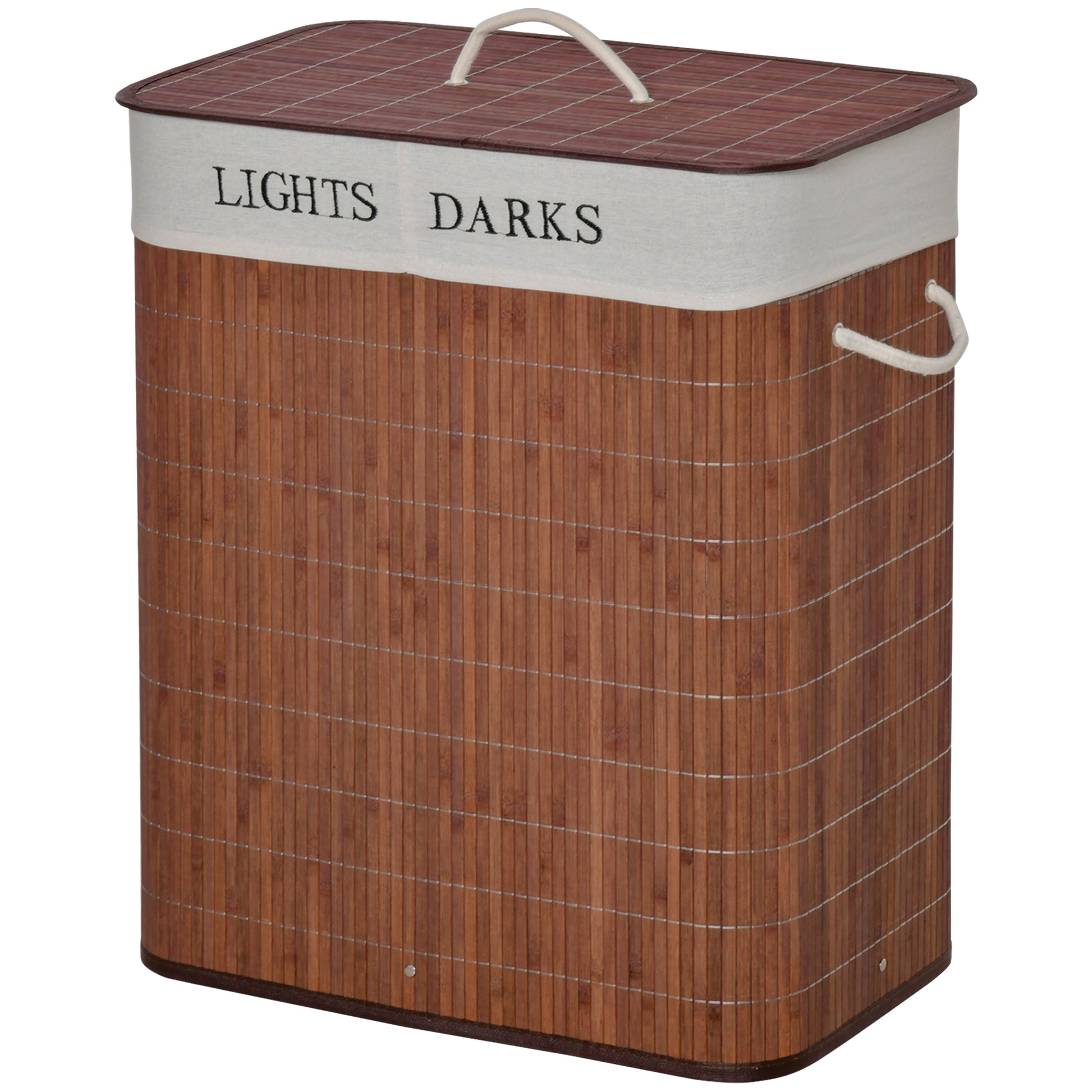 Bamboo Laundry Basket Slim with Lid 100L Laundry Collector with Handles, 2 Removable Laundry Bags, Laundry Baskets Laundry Box for Laundry Room, Bedroom, Bathroom Brown