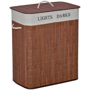 Bamboo Laundry Basket Slim with Lid 100L Laundry Collector with Handles, 2 Removable Laundry Bags, Laundry Baskets Laundry Box for Laundry Room, Bedroom, Bathroom Brown