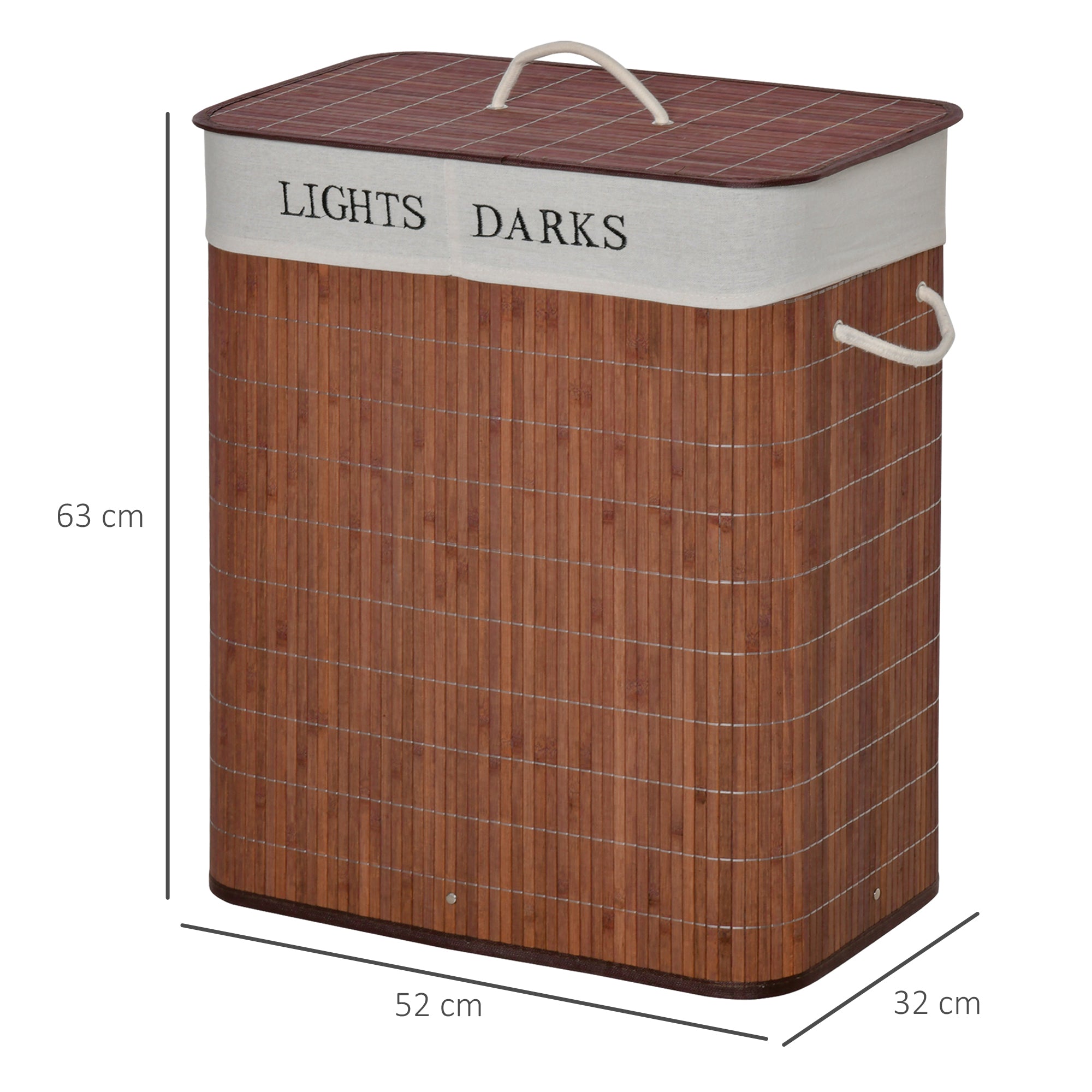 Bamboo Laundry Basket Slim with Lid 100L Laundry Collector with Handles, 2 Removable Laundry Bags, Laundry Baskets Laundry Box for Laundry Room, Bedroom, Bathroom Brown