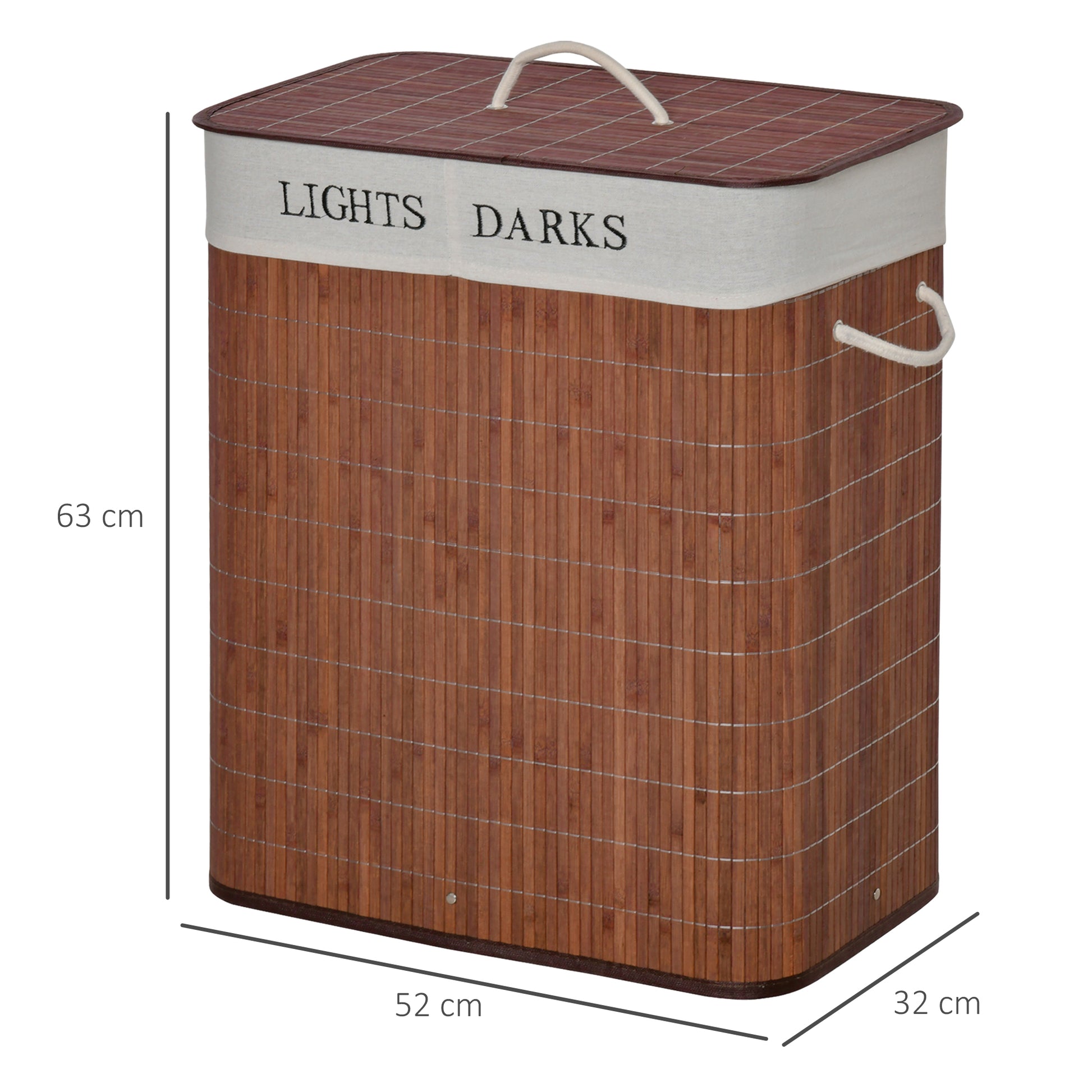 Bamboo Laundry Basket Slim with Lid 100L Laundry Collector with Handles, 2 Removable Laundry Bags, Laundry Baskets Laundry Box for Laundry Room, Bedroom, Bathroom Brown