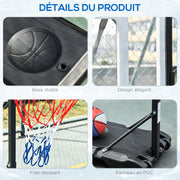 Outdoor Basketball Hoop for Pool Edge Post Panel, Wheeled Weighting Base Adjustable Hoop Height 1.1-1.3m Black White
