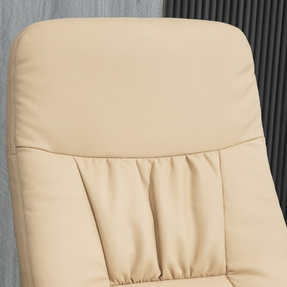 Relaxation Chair with Footrest Swivel Relaxation Chair 360° and Reclining Back for TV Supporting up to 120 Kg Synthetic Cover Beige Metal