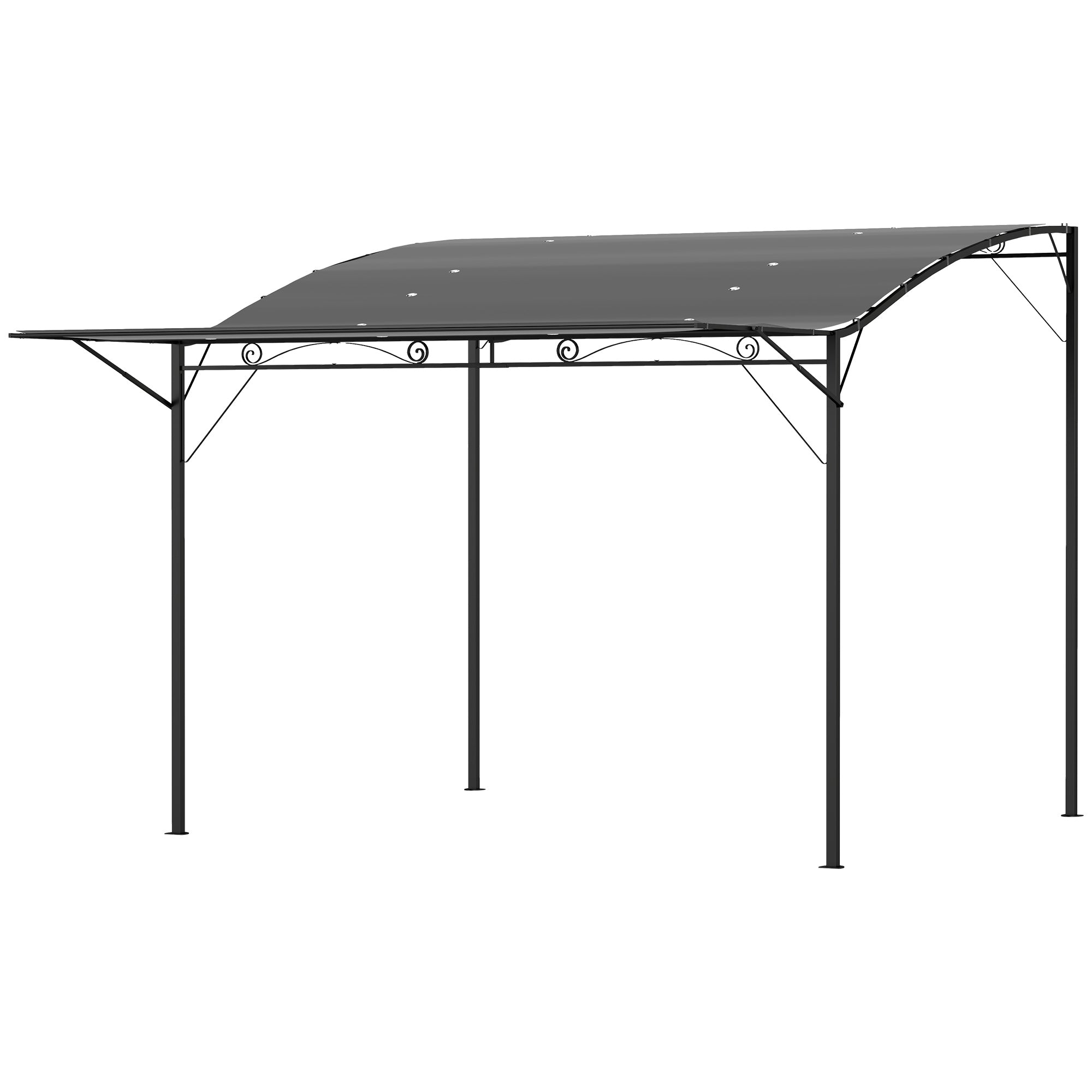 10' x 8' (3 x 2.5 m) Adjustable-Roof Garden Pergola — Steel Frame, Dark Gray Polyester Canopy