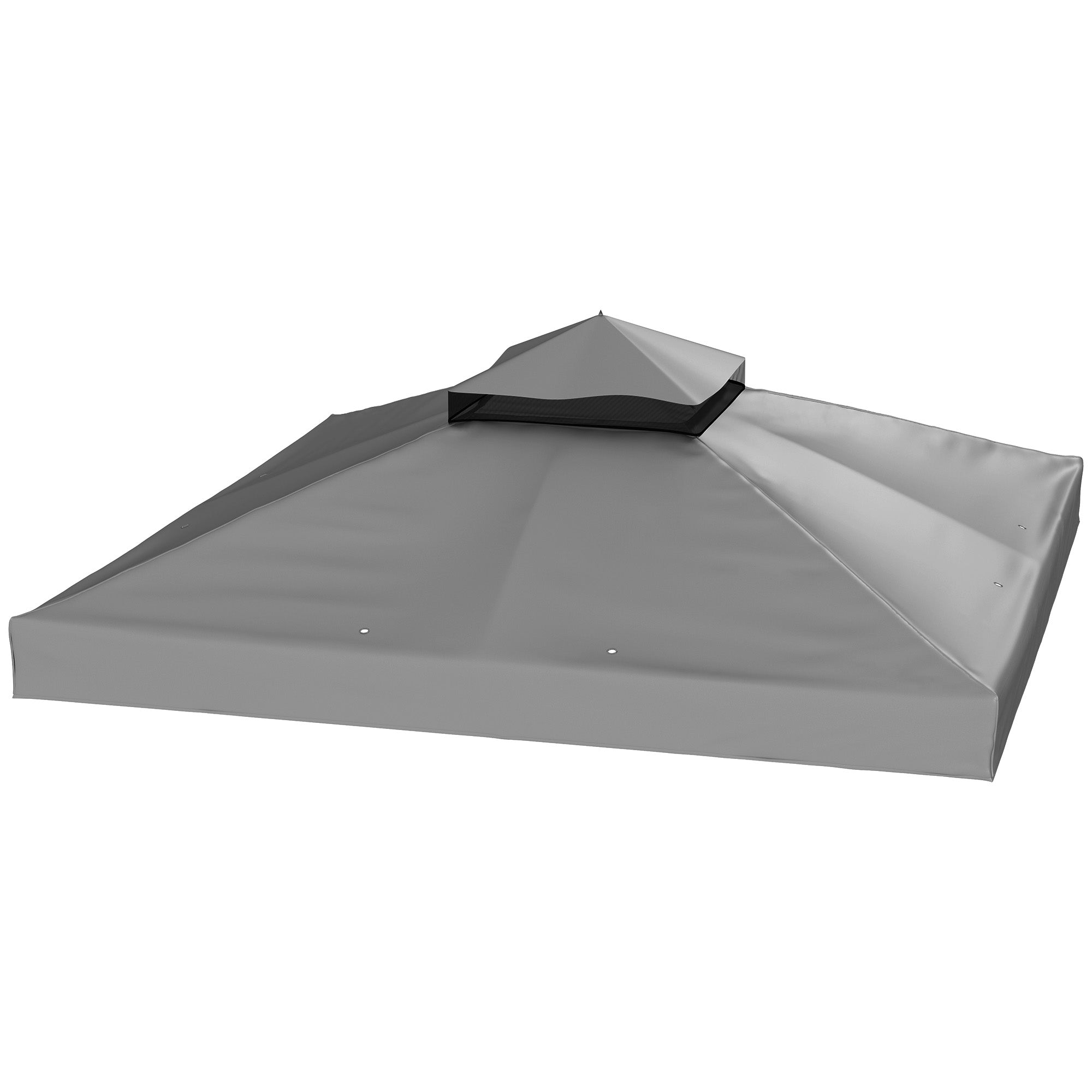 Replacement Canopy for Gazebo 3 x 3 m, Waterproof Gazebo Roof, Double Roof Replacement Cover for Garden Gazebo, Oxford Fabric Parts, 370 g/m², Dark Gray