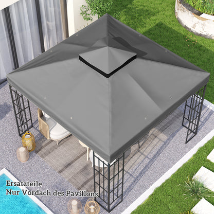 Replacement Canopy for Gazebo 3 x 3 m, Waterproof Gazebo Roof, Double Roof Replacement Cover for Garden Gazebo, Oxford Fabric Parts, 370 g/m², Dark Gray