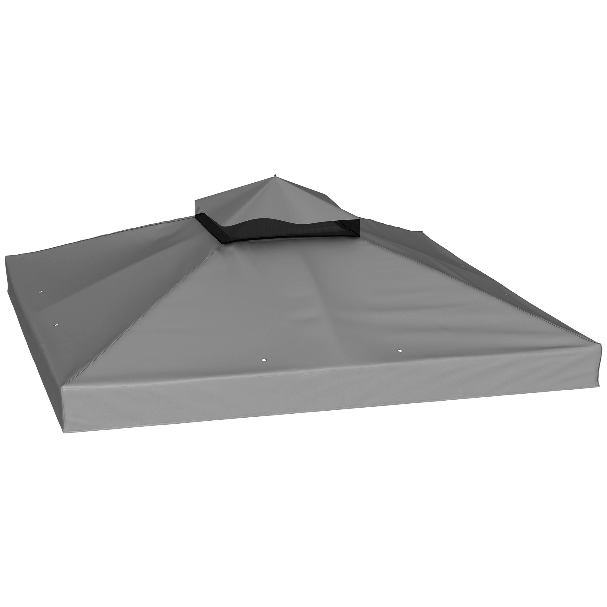 Replacement Canopy for Gazebo 3 x 3 m, Waterproof Gazebo Roof, Double Roof Replacement Cover for Garden Gazebo, Oxford Fabric Parts, 370 g/m², Dark Gray