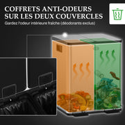 Double Compartment Kitchen Trash Can, 2 x 20L, Stainless Steel Pedal Trash Can, 2 Soft-Closing Lids, Removable Inner Buckets, and Fingerprint-Proof Handles 45.8x36x51.6cm