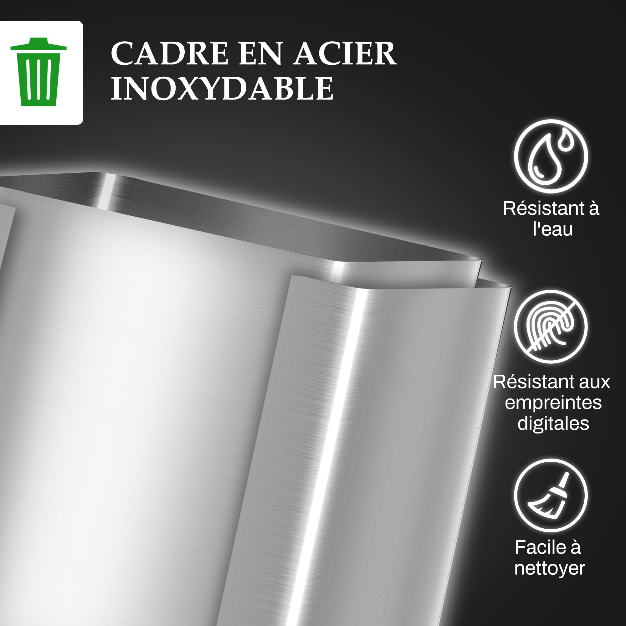 Double Compartment Kitchen Trash Can, 2 x 20L, Stainless Steel Pedal Trash Can, 2 Soft-Closing Lids, Removable Inner Buckets, and Fingerprint-Proof Handles 45.8x36x51.6cm