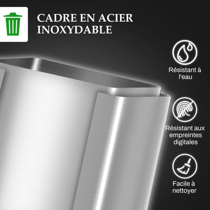 Double Compartment Kitchen Trash Can, 2 x 20L, Stainless Steel Pedal Trash Can, 2 Soft-Closing Lids, Removable Inner Buckets, and Fingerprint-Proof Handles 45.8x36x51.6cm