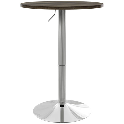 Round Adjustable Bar Table for 2, 27.2–35.8 in Height, 360° Swivel Top, Steel Base, Walnut