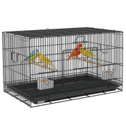 Bird Cage 77x46x45 cm Metal Cage for Birds with Removable Tray 2 Perches 2 Feeders for Budgies Canaries Black