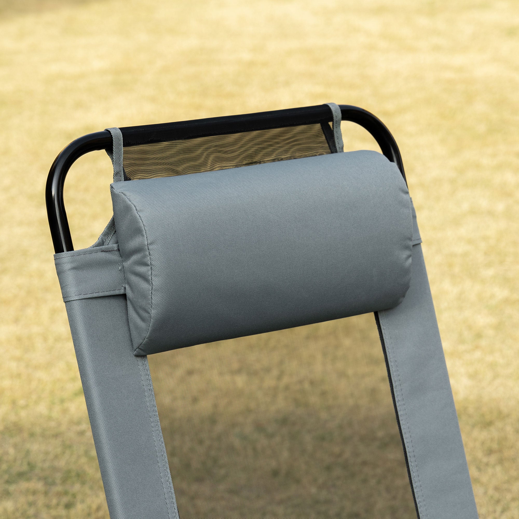 Set of 2 garden chairs basic set of 2 folding chairs camping chair balcony chair adjustable armrest backrest in 5 positions removable pillow provided gray textilene oxford fabric