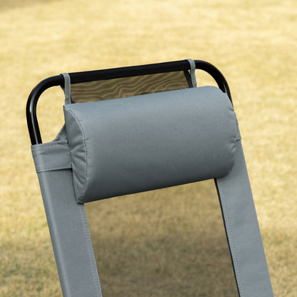 Set of 2 garden chairs basic set of 2 folding chairs camping chair balcony chair adjustable armrest backrest in 5 positions removable pillow provided gray textilene oxford fabric
