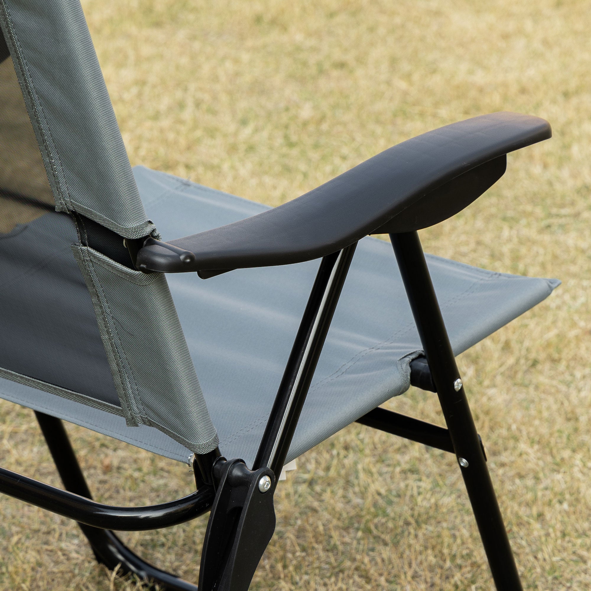 Set of 2 garden chairs basic set of 2 folding chairs camping chair balcony chair adjustable armrest backrest in 5 positions removable pillow provided gray textilene oxford fabric